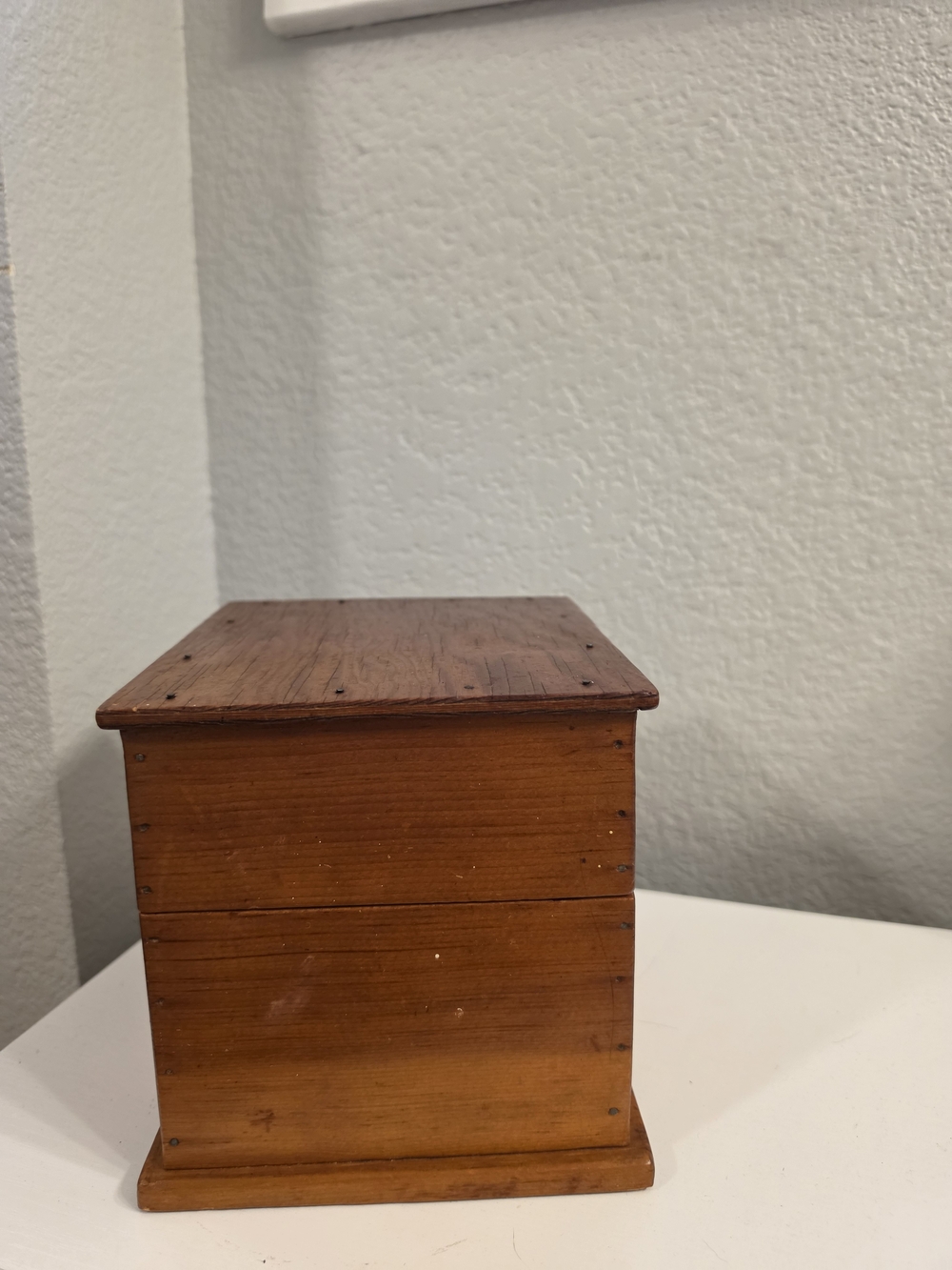 Vintage Rustic Wooden Storage Box - Warm Brown